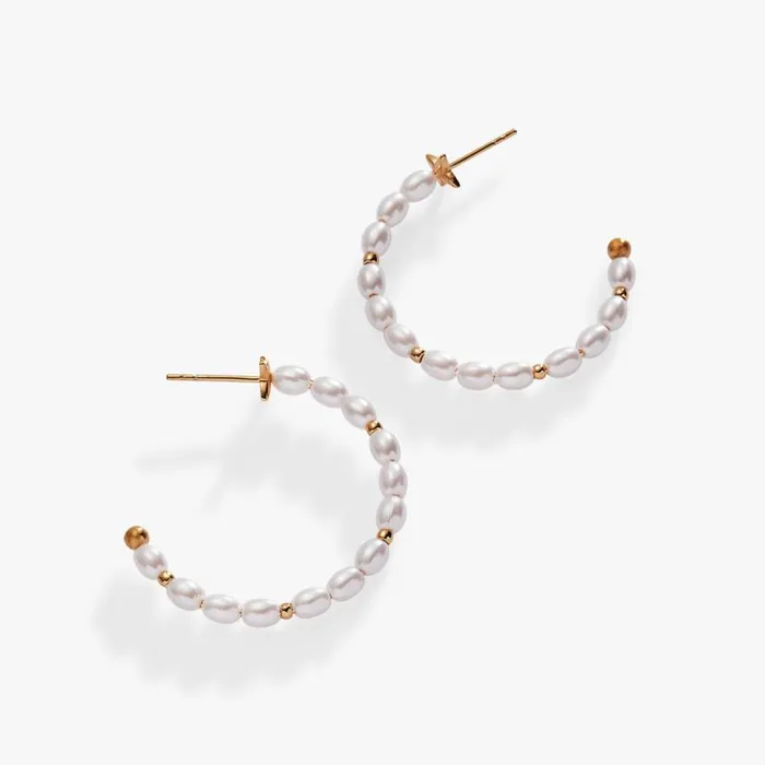 Rice Pearl Hoop Earring Gold Women Alex And Ani Earrings
