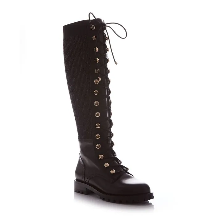 Riding And Flat Boots Women Moda In Pelle Sanoma Black Leather