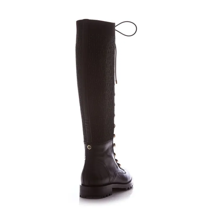 Riding And Flat Boots Women Moda In Pelle Sanoma Black Leather