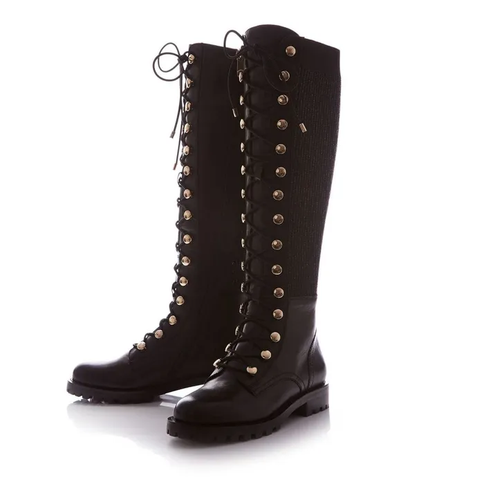 Riding And Flat Boots Women Moda In Pelle Sanoma Black Leather