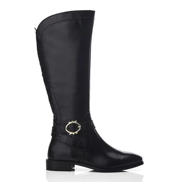 Riding And Flat Boots Women Moda In Pelle Takari Black Leather