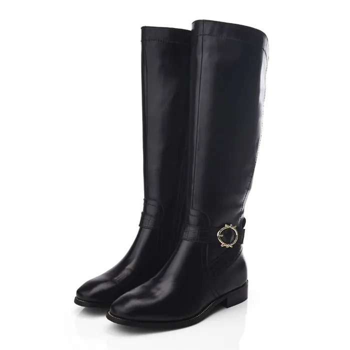 Riding And Flat Boots Women Moda In Pelle Takari Black Leather