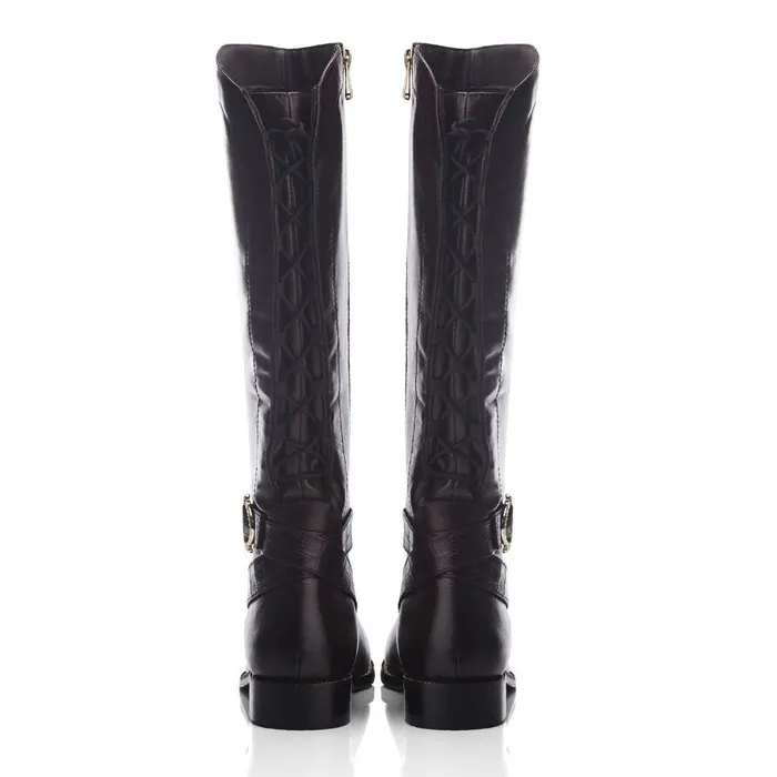 Riding And Flat Boots Women Moda In Pelle Takari Brown Leather