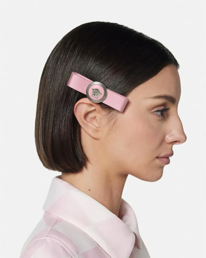 Right Gianni Ribbon Hair Pin Pink Women Versace Hair Accessories