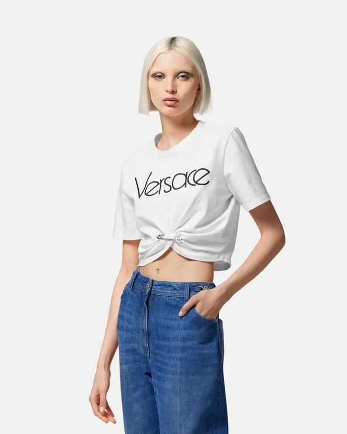 Safety Pin 1978 ReEdition Logo TShirt Blackwhite Women Versace TShirts and Sweatshirts