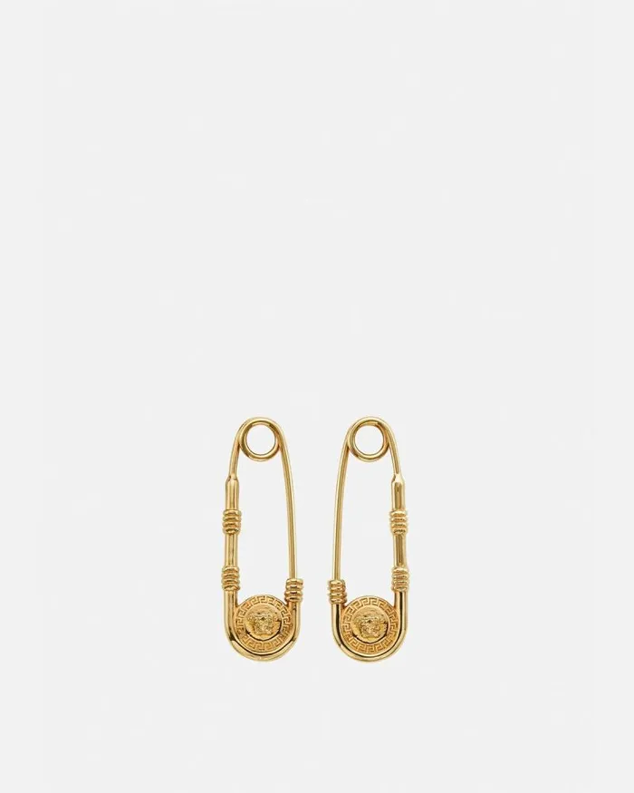 Safety Pin Earrings Light Gold Men Versace Earrings