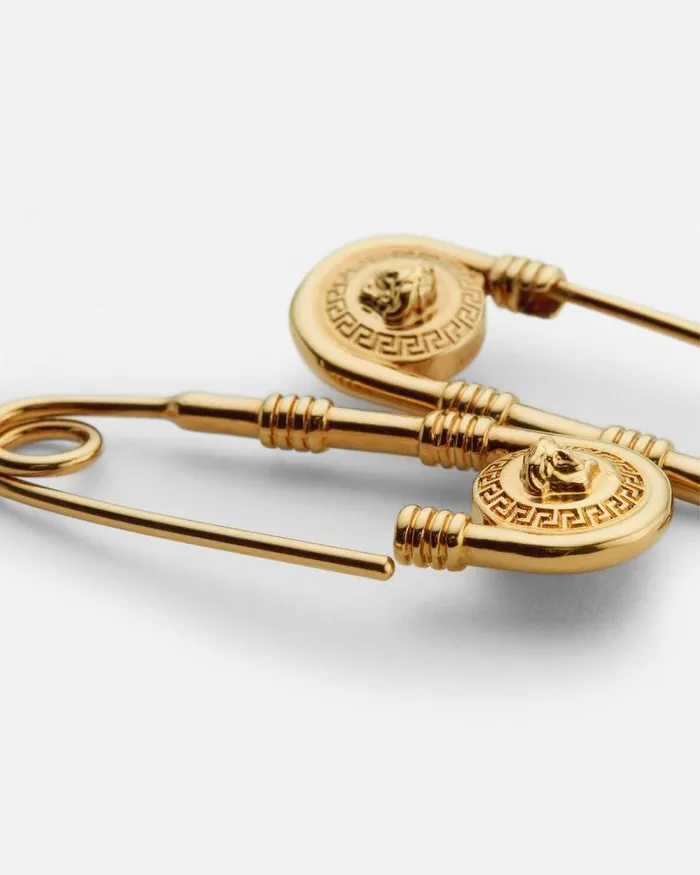 Safety Pin Earrings Light Gold Men Versace Earrings