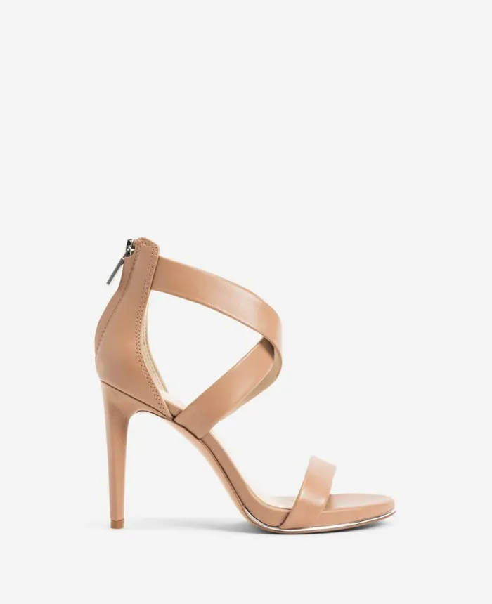 Sandals and Wedges Women Kenneth Cole Brooke Cross Strap Heeled Sandal Latte