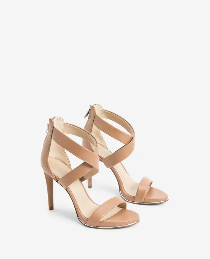 Sandals and Wedges Women Kenneth Cole Brooke Cross Strap Heeled Sandal Latte