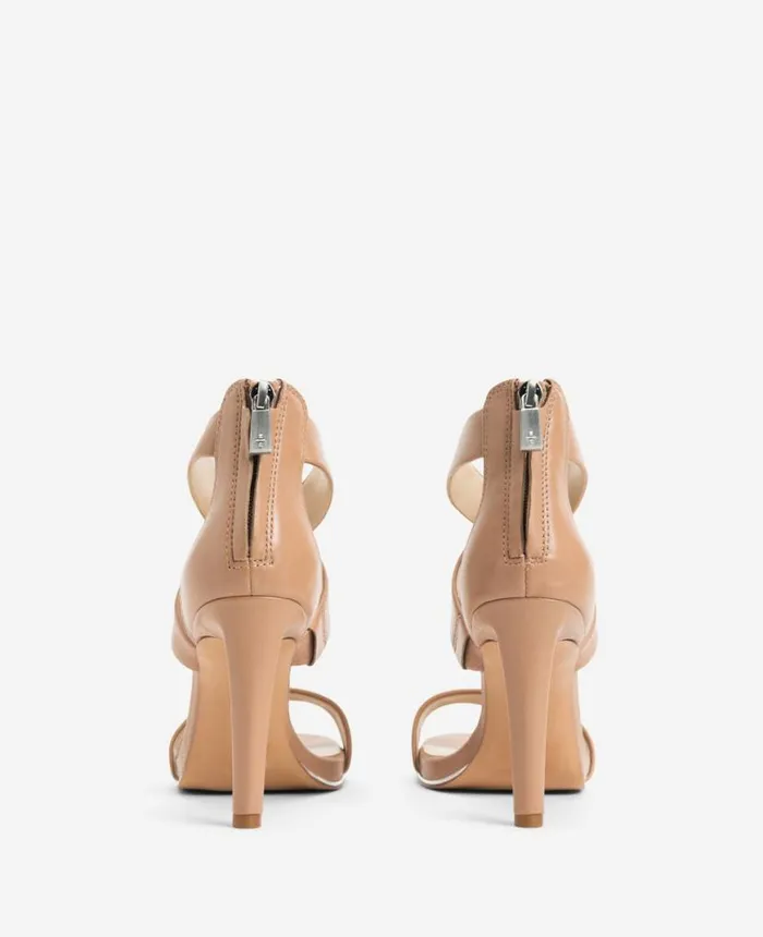 Sandals and Wedges Women Kenneth Cole Brooke Cross Strap Heeled Sandal Latte