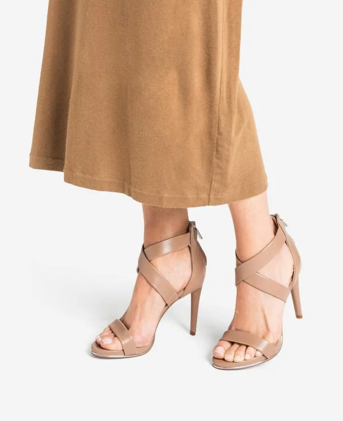 Sandals and Wedges Women Kenneth Cole Brooke Cross Strap Heeled Sandal Latte