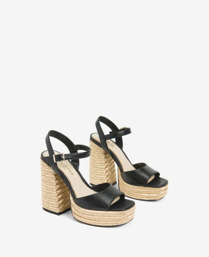 Sandals and Wedges Women Kenneth Cole Dolly Ankle Strap Platform Heeled Sandal Black