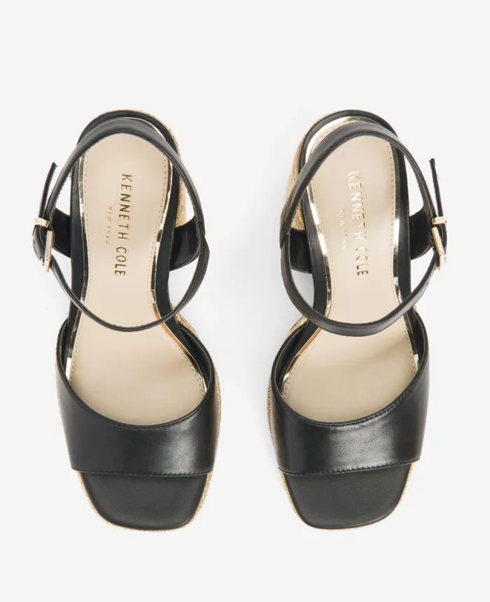 Sandals and Wedges Women Kenneth Cole Dolly Ankle Strap Platform Heeled Sandal Black