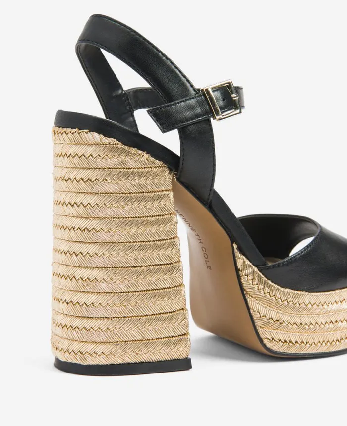 Sandals and Wedges Women Kenneth Cole Dolly Ankle Strap Platform Heeled Sandal Black