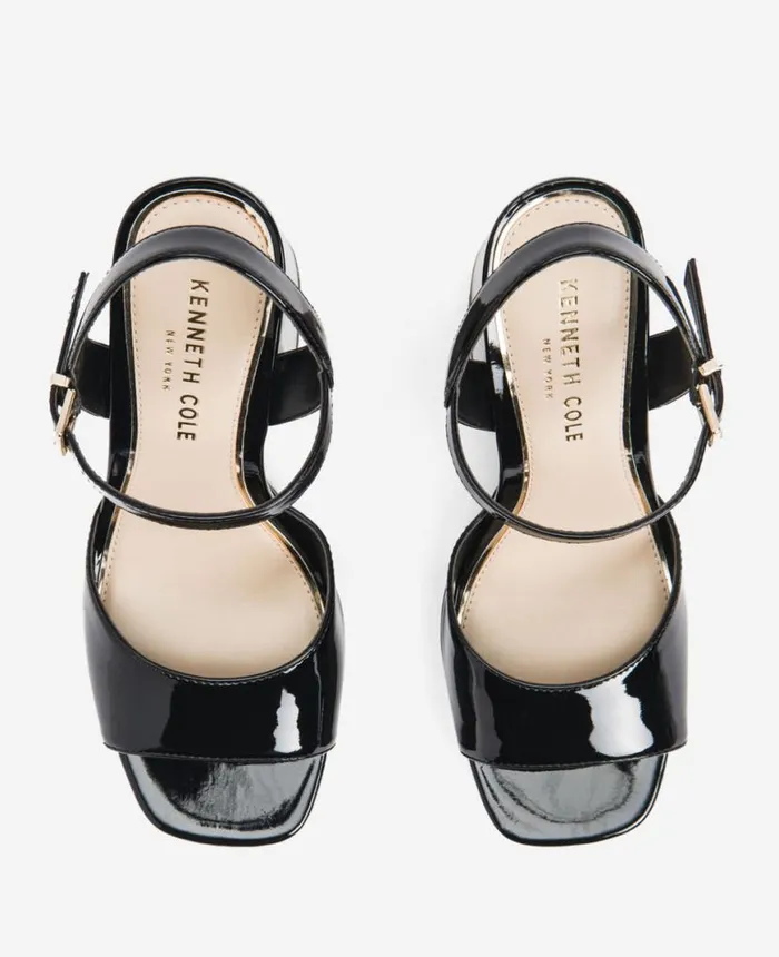 Sandals and Wedges Women Kenneth Cole Dolly Ankle Strap Platform Heeled Sandal Black Patent