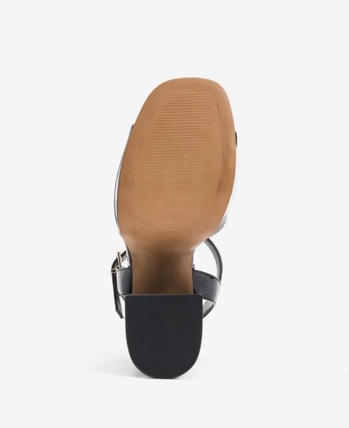 Sandals and Wedges Women Kenneth Cole Dolly Ankle Strap Platform Heeled Sandal Black Patent
