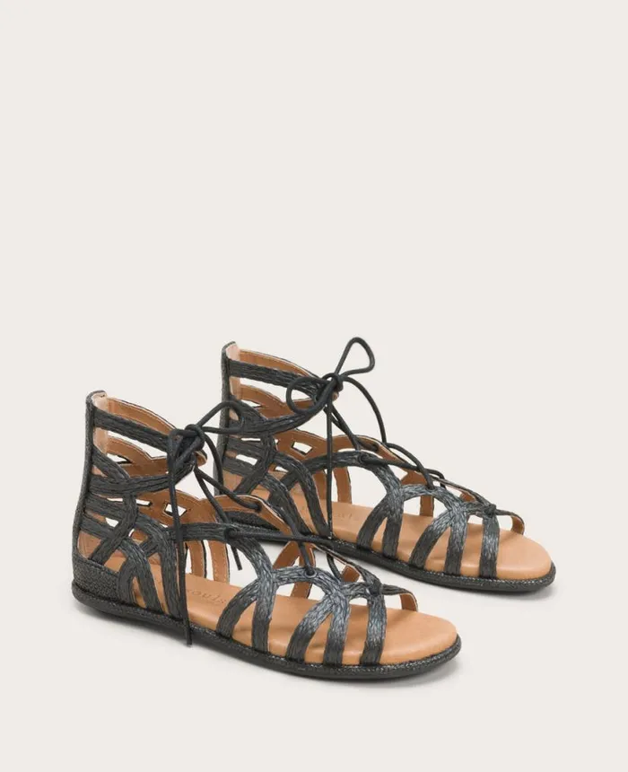 Sandals and Wedges Women Kenneth Cole GENTLE SOULS Break My Heart Gladiator Sandal Black Raffia