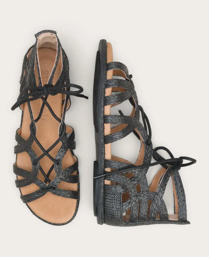 Sandals and Wedges Women Kenneth Cole GENTLE SOULS Break My Heart Gladiator Sandal Black Raffia