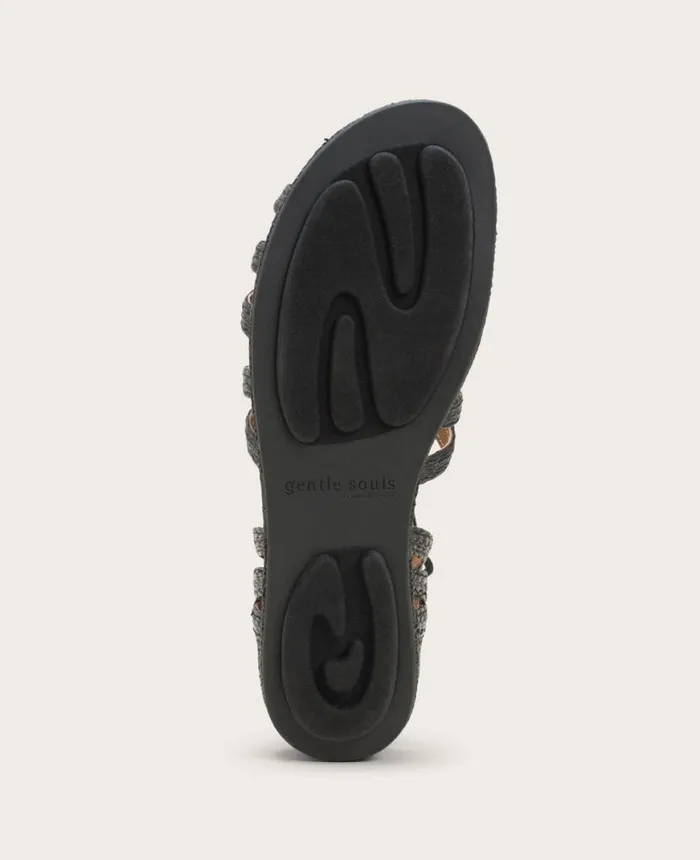 Sandals and Wedges Women Kenneth Cole GENTLE SOULS Break My Heart Gladiator Sandal Black Raffia