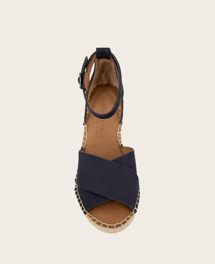 Sandals and Wedges Women Kenneth Cole GENTLE SOULS Charli Suede XBand Espadrille Wedge Sandal Navy