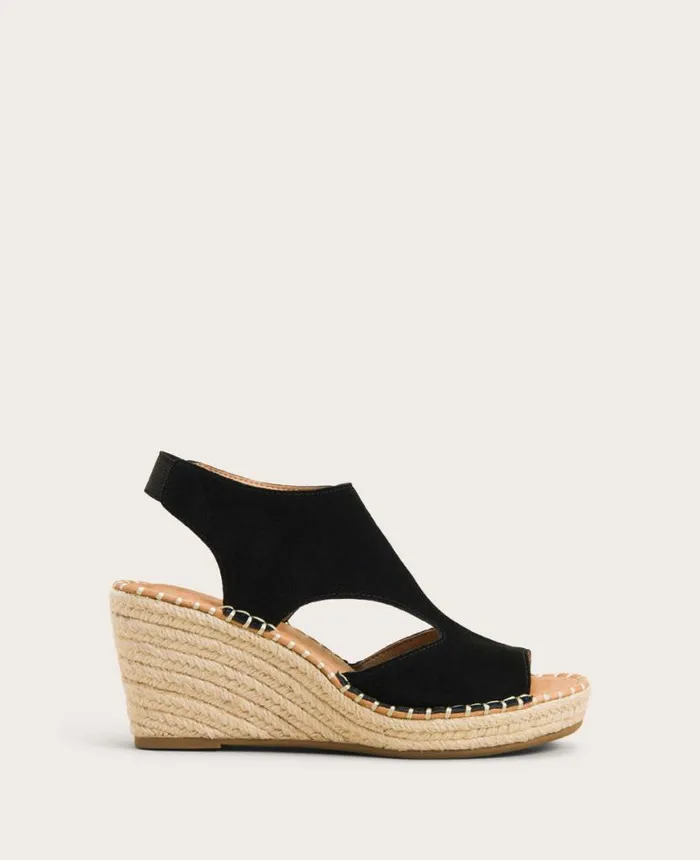 Sandals and Wedges Women Kenneth Cole GENTLE SOULS Cody Suede Esparille Wedge Black