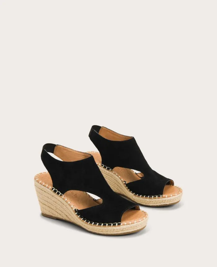 Sandals and Wedges Women Kenneth Cole GENTLE SOULS Cody Suede Esparille Wedge Black