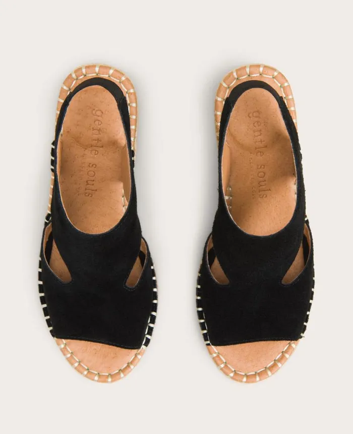 Sandals and Wedges Women Kenneth Cole GENTLE SOULS Cody Suede Esparille Wedge Black