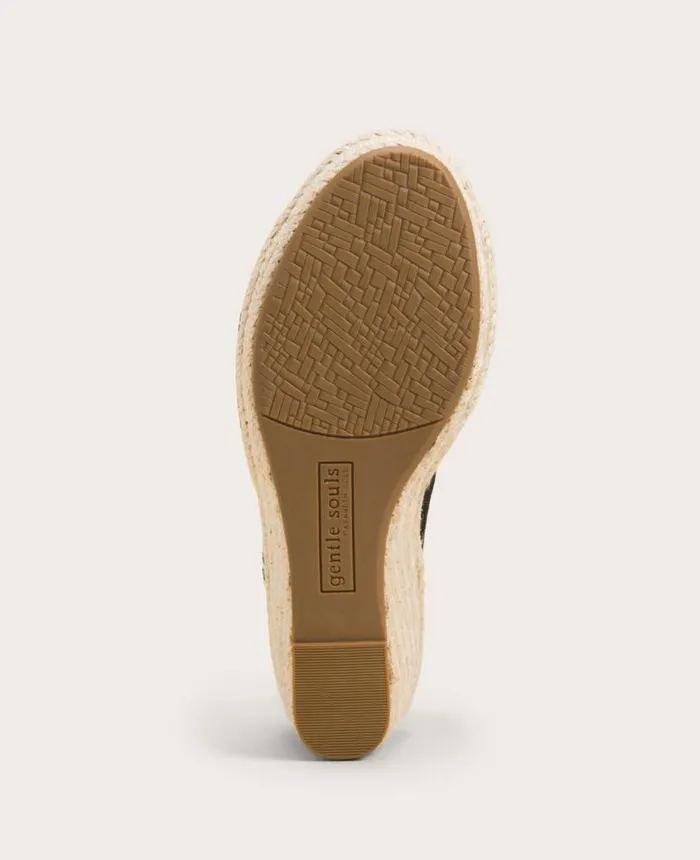 Sandals and Wedges Women Kenneth Cole GENTLE SOULS Cody Suede Esparille Wedge Black