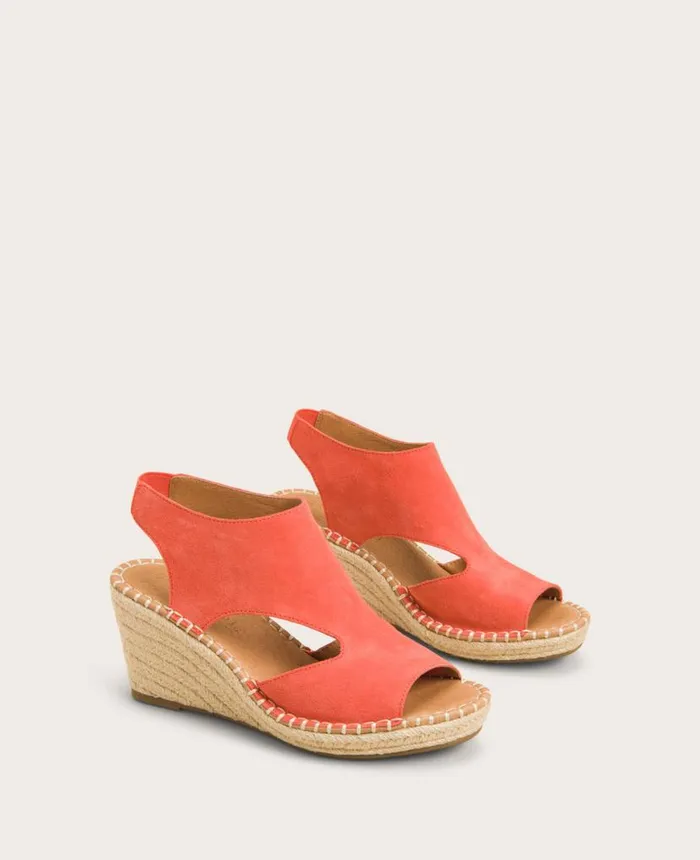 Sandals and Wedges Women Kenneth Cole GENTLE SOULS Cody Suede Esparille Wedge Bright Coral Suede