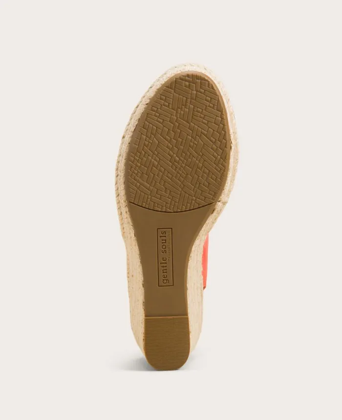 Sandals and Wedges Women Kenneth Cole GENTLE SOULS Cody Suede Esparille Wedge Bright Coral Suede