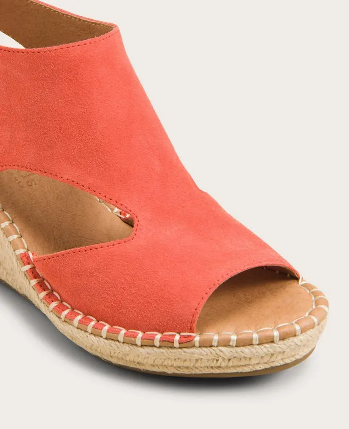 Sandals and Wedges Women Kenneth Cole GENTLE SOULS Cody Suede Esparille Wedge Bright Coral Suede