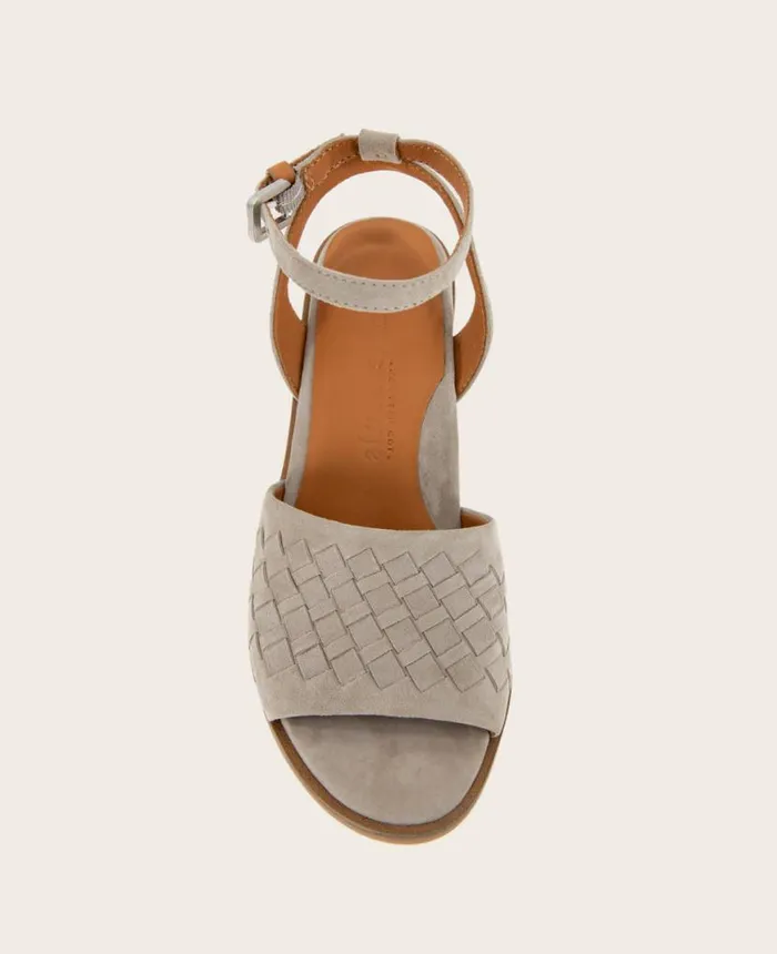 Sandals and Wedges Women Kenneth Cole GENTLE SOULS Nadia Leather Wedge Sandal Mushroom Suede