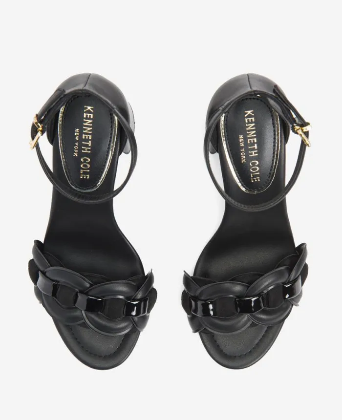 Sandals and Wedges Women Kenneth Cole Luisa Woven Heeled Sandal Black Pu