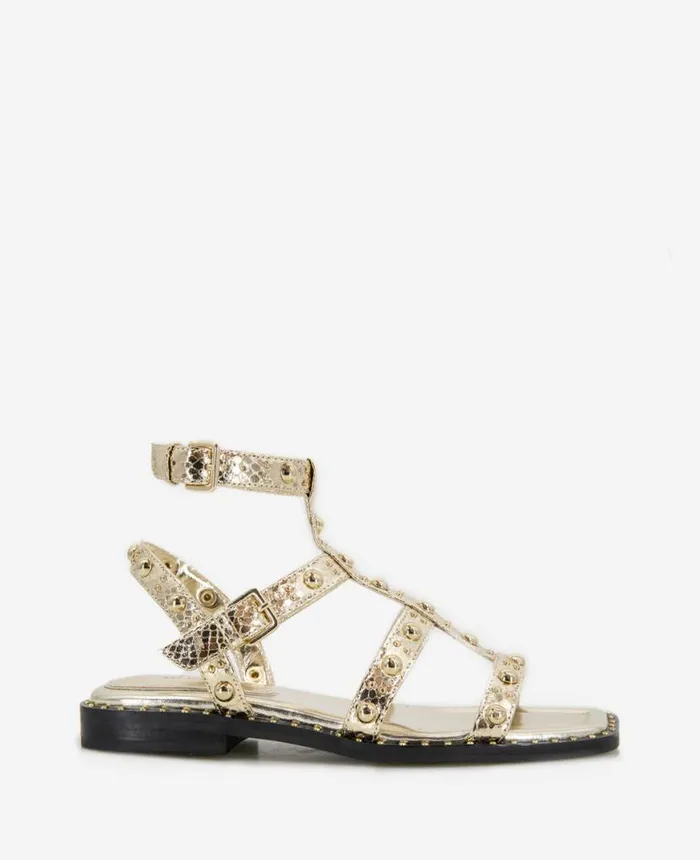 Sandals and Wedges Women Kenneth Cole Ruby Studded Gladiator Flat Sandal Gold