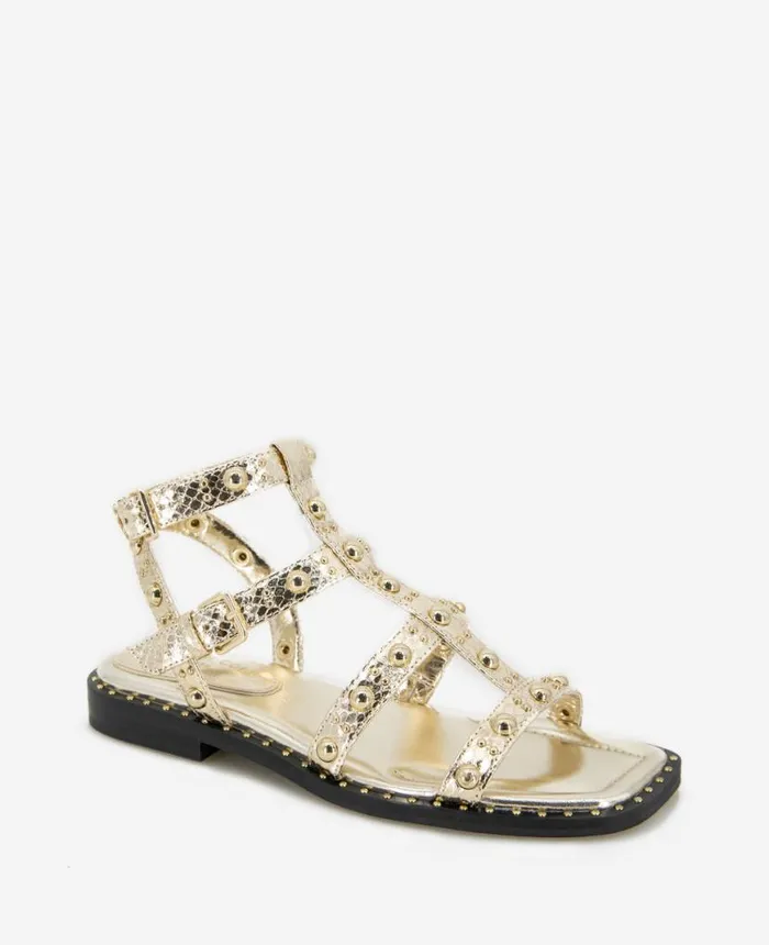 Sandals and Wedges Women Kenneth Cole Ruby Studded Gladiator Flat Sandal Gold Sandals and Wedges Women Kenneth Cole Ruby Studded Gladiator Flat Sandal Gold