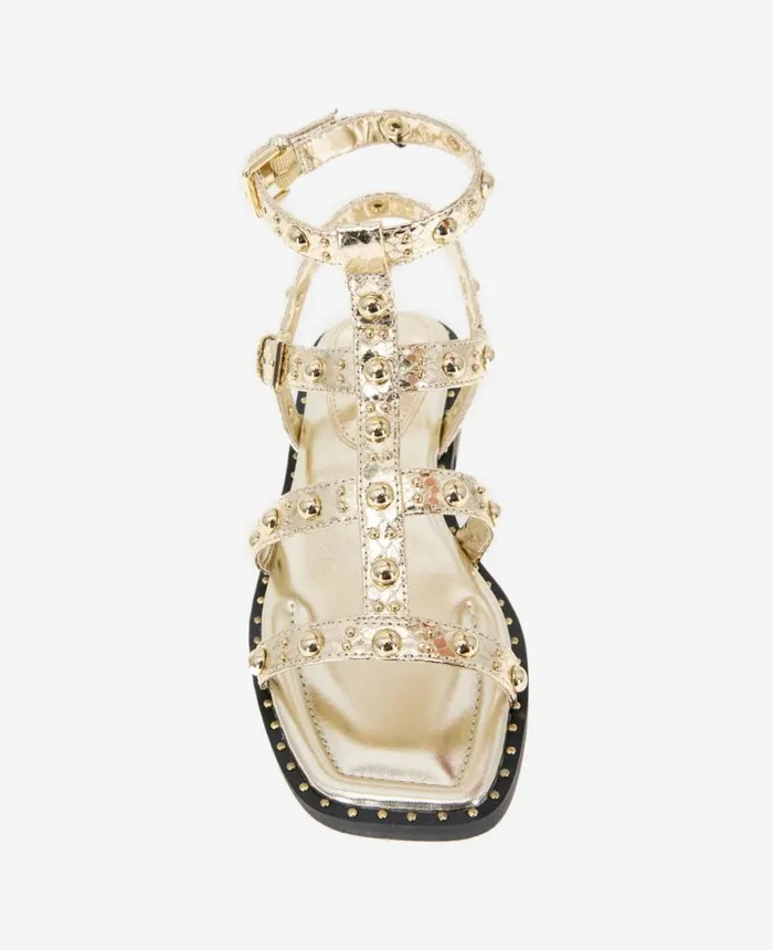 Sandals and Wedges Women Kenneth Cole Ruby Studded Gladiator Flat Sandal Gold Sandals and Wedges Women Kenneth Cole Ruby Studded Gladiator Flat Sandal Gold