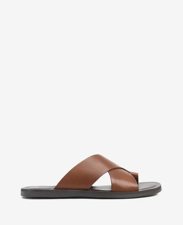 Sandals Men Kenneth Cole Ideal Leather Slide Sandal Brown