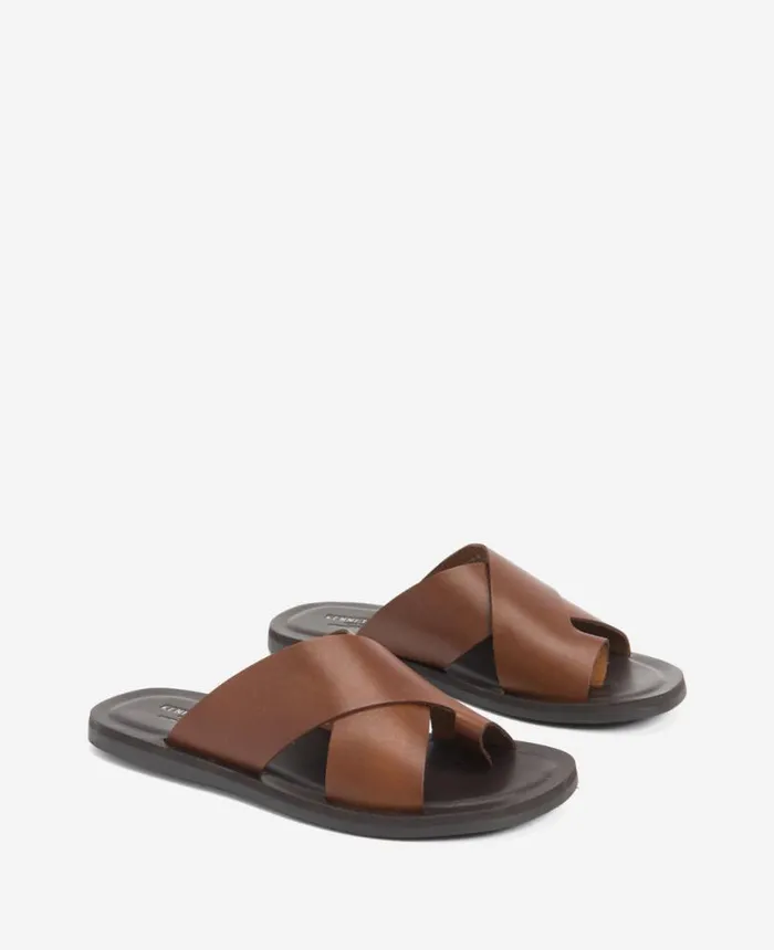 Sandals Men Kenneth Cole Ideal Leather Slide Sandal Brown Sandals Men Kenneth Cole Ideal Leather Slide Sandal Brown