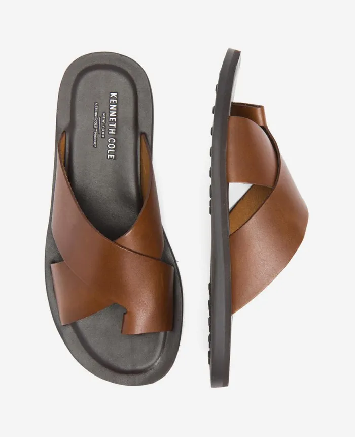 Sandals Men Kenneth Cole Ideal Leather Slide Sandal Brown Sandals Men Kenneth Cole Ideal Leather Slide Sandal Brown