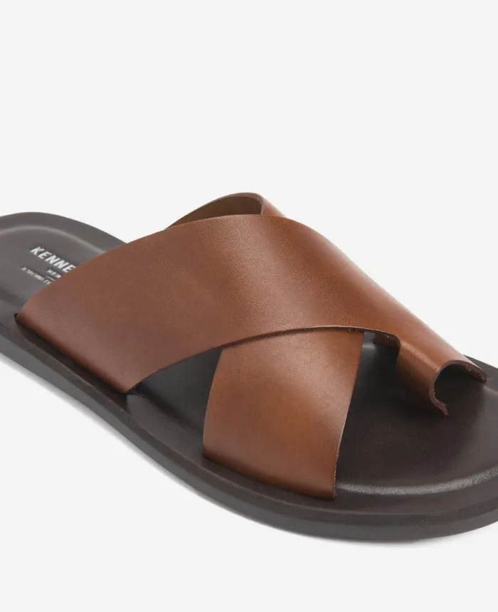 Sandals Men Kenneth Cole Ideal Leather Slide Sandal Brown Sandals Men Kenneth Cole Ideal Leather Slide Sandal Brown