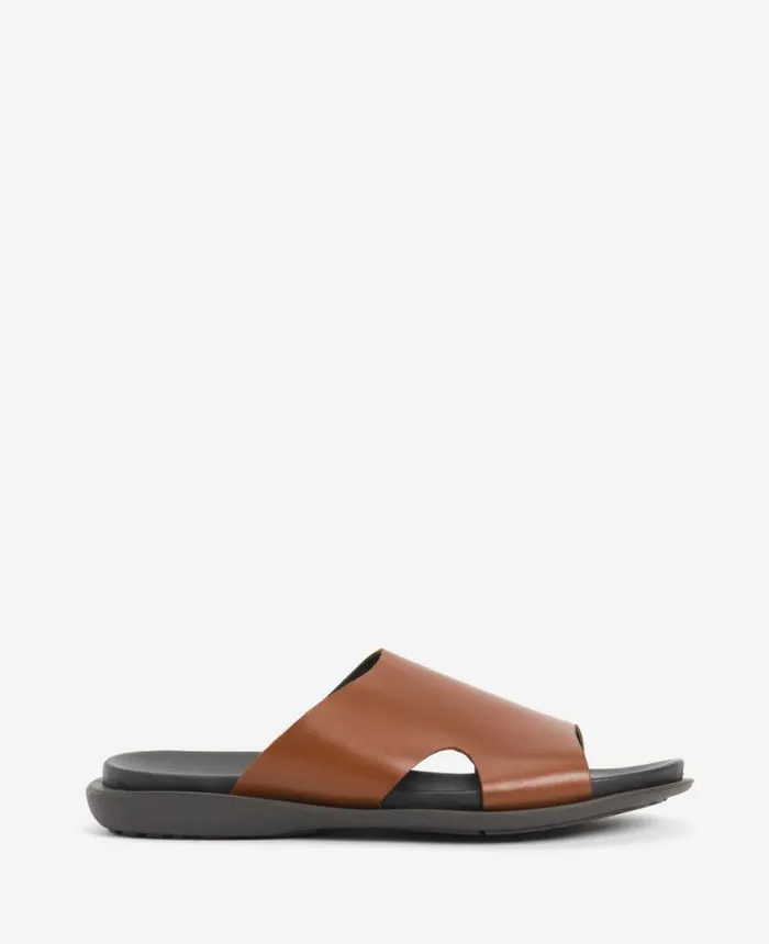 Sandals Men Kenneth Cole SandY Beach Leather Slide Sandal Cognac