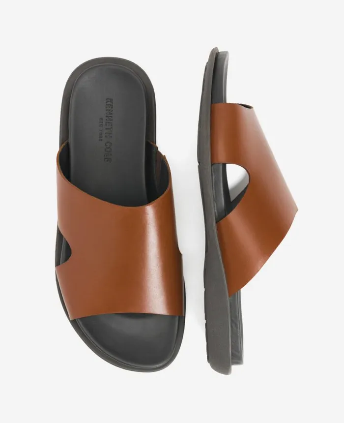 Sandals Men Kenneth Cole SandY Beach Leather Slide Sandal Cognac Sandals Men Kenneth Cole SandY Beach Leather Slide Sandal Cognac