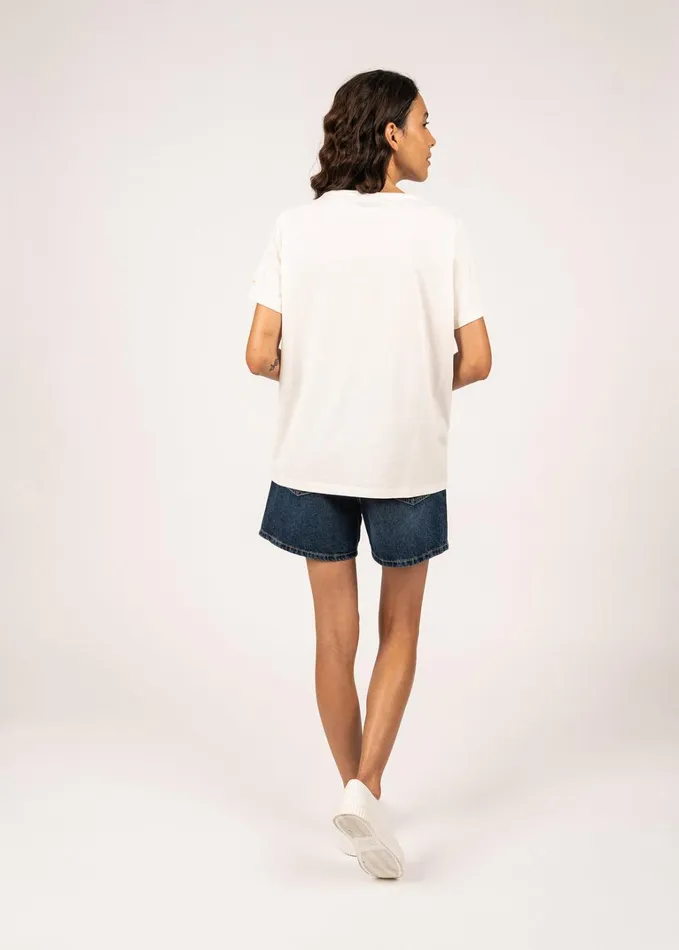 Sandy Tee With Embossed Flower Embroidery 100 Cotton Ivoryneonorange Women Saint James TShirts and Tops