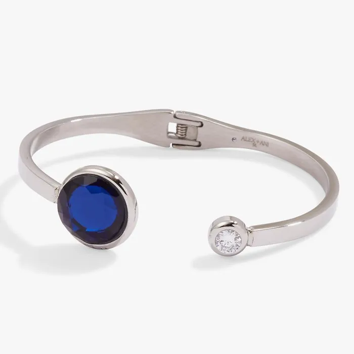 Sapphire Crystal Hinge Cuff Stainless Steel Silver Women Alex And Ani Fine Jewelry Sapphire Crystal Hinge Cuff Stainless Steel Silver Women Alex And Ani Fine Jewelry