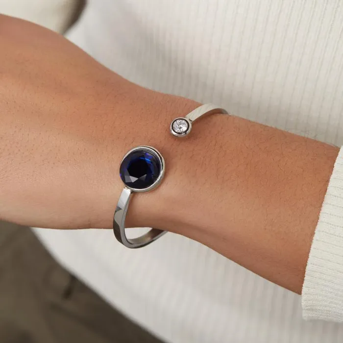 Sapphire Crystal Hinge Cuff Stainless Steel Silver Women Alex And Ani Fine Jewelry Sapphire Crystal Hinge Cuff Stainless Steel Silver Women Alex And Ani Fine Jewelry