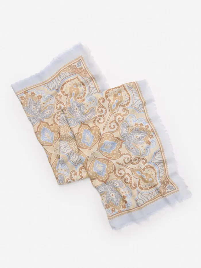 Scarves Women JMcLaughlin Bellini Scarf In Paisley Diamond Border Creamsand