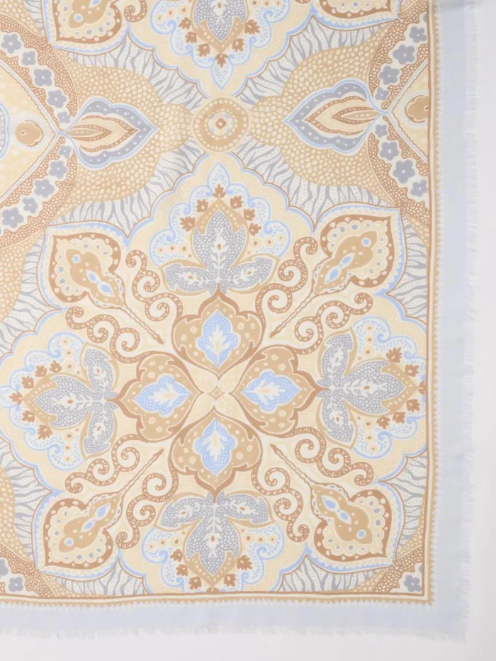 Scarves Women JMcLaughlin Bellini Scarf In Paisley Diamond Border Creamsand Scarves Women JMcLaughlin Bellini Scarf In Paisley Diamond Border Creamsand