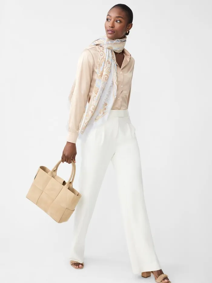 Scarves Women JMcLaughlin Bellini Scarf In Paisley Diamond Border Creamsand Scarves Women JMcLaughlin Bellini Scarf In Paisley Diamond Border Creamsand