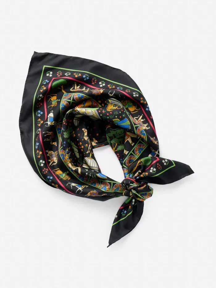 Scarves Women JMcLaughlin Mabel Silk Scarf In Palace Pictorial Square Blackmulti