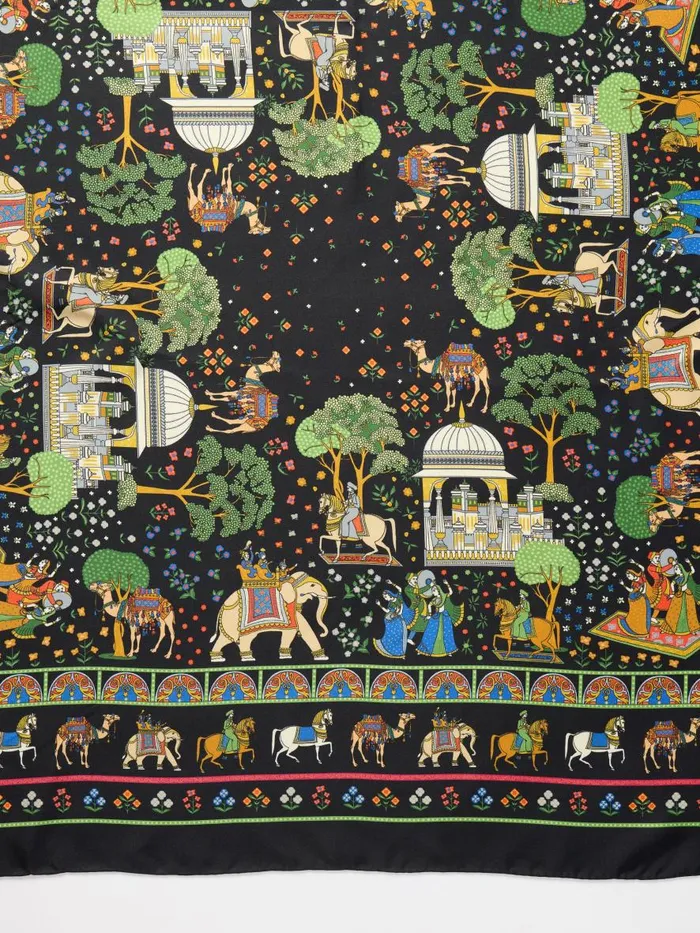 Scarves Women JMcLaughlin Mabel Silk Scarf In Palace Pictorial Square Blackmulti Scarves Women JMcLaughlin Mabel Silk Scarf In Palace Pictorial Square Blackmulti